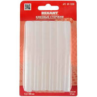 Клеевые стержни 11мм Rexant L=100 мм, прозрачные (упак. 12 шт. ) (блистер)  картинка